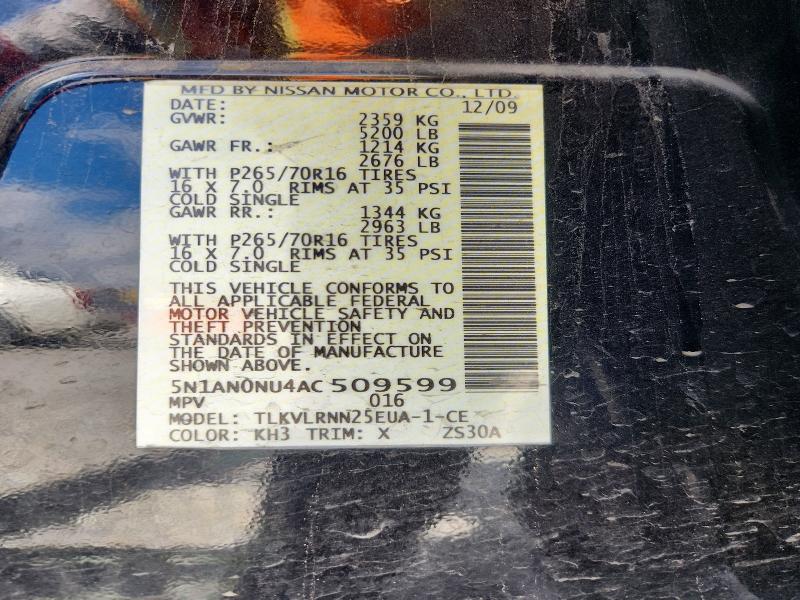 Aukcja sprzedaży 2010 Nissan Xterra, vin: 5N1AN0NU4AC509599, numer aukcji: 71016316