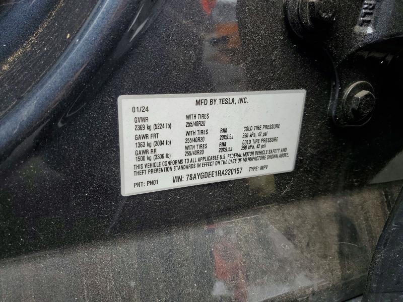 Продаж на аукціоні авто 2024 Tesla Model Y, vin: 7SAYGDEE1RA220157, номер лоту: 67217196