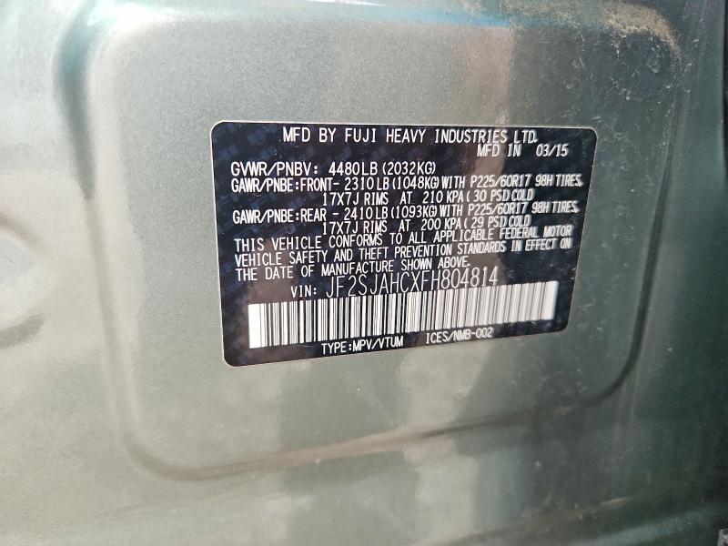 Aukcja sprzedaży 2015 Subaru Forester, vin: JF2SJAHCXFH804814, numer aukcji: 68237616