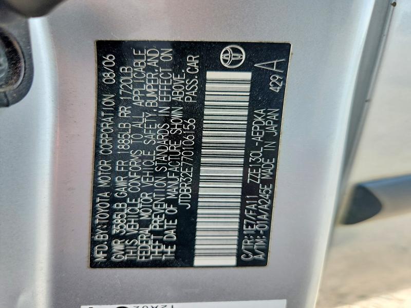 68206266 :رقم المزاد ، JTDBR32E770106156 vin ، 2007 Toyota Corolla مزاد بيع