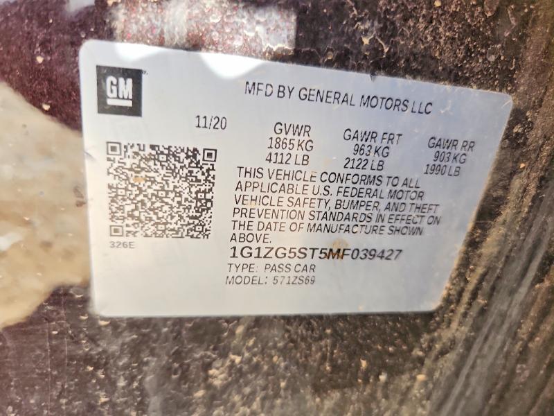 67856386 :رقم المزاد ، 1G1ZG5ST5MF039427 vin ، 2021 Chevrolet Malibu مزاد بيع
