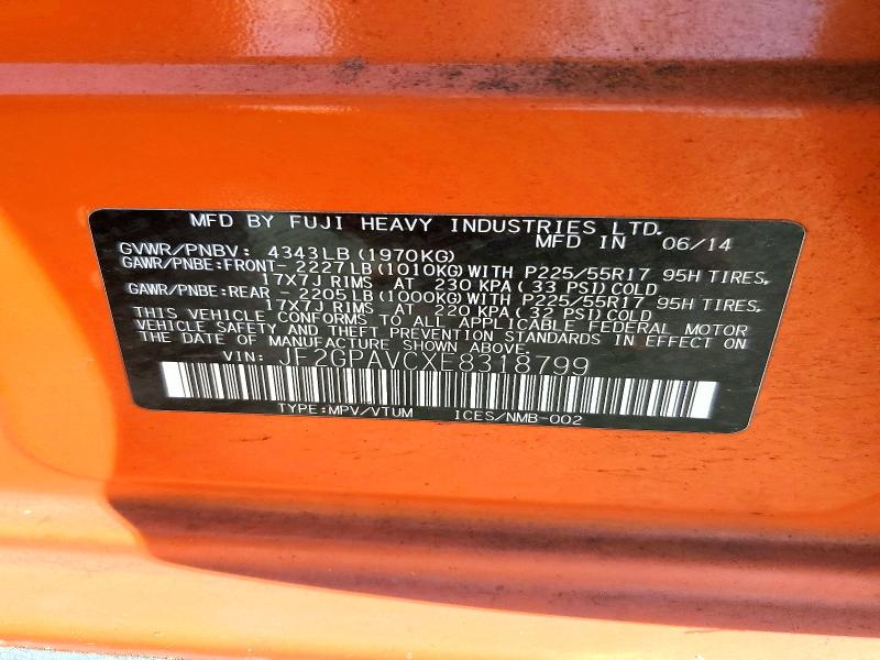 Продажа на аукционе авто 2014 Subaru Xv Crosstrek, vin: JF2GPAVCXE8318799, номер лота: 66851456
