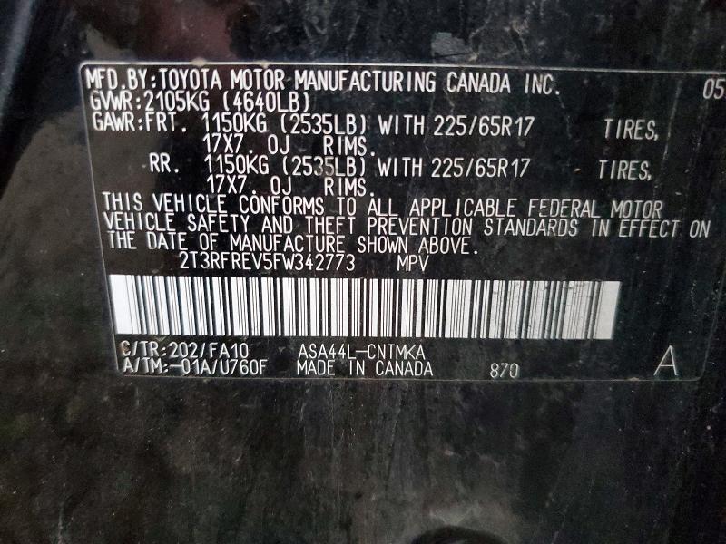 Aukcja sprzedaży 2015 Toyota Rav4, vin: 2T3RFREV5FW342773, numer aukcji: 69967096