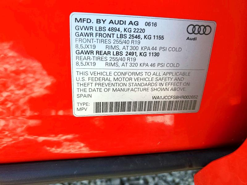 Aukcja sprzedaży 2017 Audi Q3, vin: WA1JCCFS8HR002652, numer aukcji: 66554736