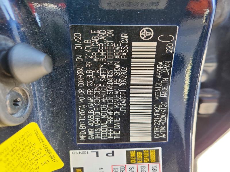Продаж на аукціоні авто 2020 Toyota Corolla Hatchback, vin: JTND4RBE1L3092902, номер лоту: 69653376