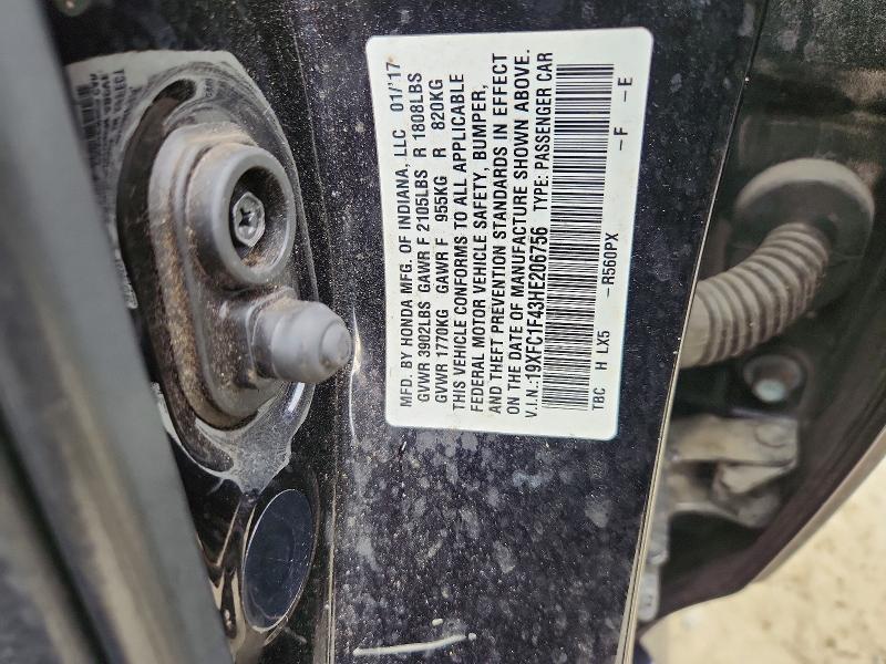 Aukcja sprzedaży 2017 Honda Civic, vin: 19XFC1F43HE206756, numer aukcji: 69228016