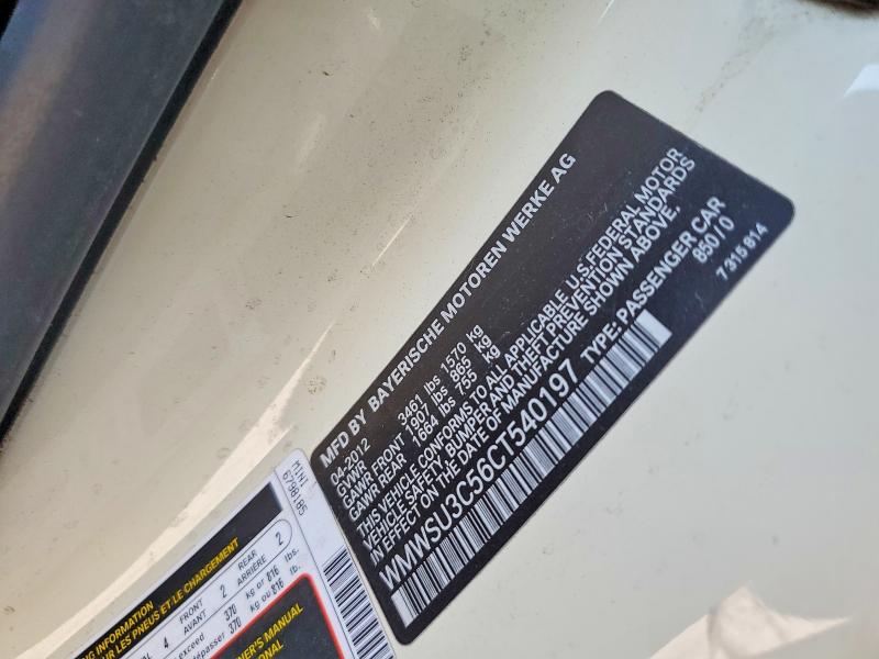 Auction sale of the 2012 Mini Cooper, vin: WMWSU3C56CT540197, lot number: 69450046