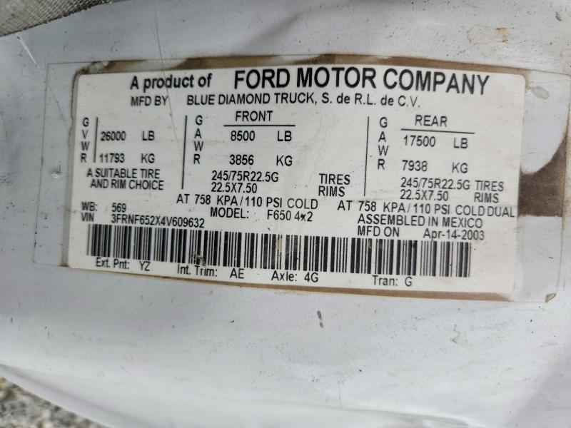 Auction sale of the 2004 Ford F650, vin: 3FRNF652X4V609632, lot number: 67680406