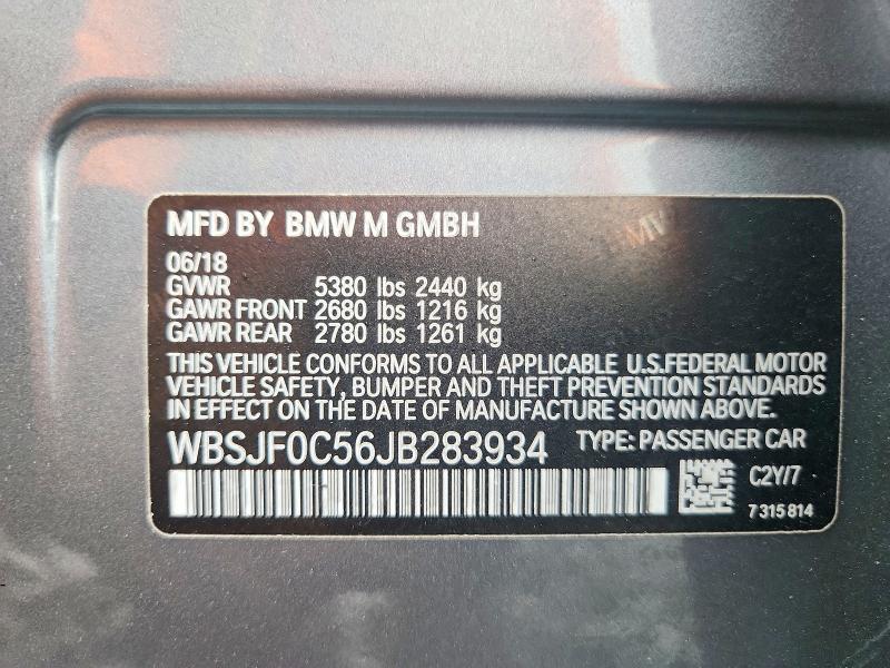 66835656 :رقم المزاد ، WBSJF0C56JB283934 vin ، 2018 Bmw M5 مزاد بيع