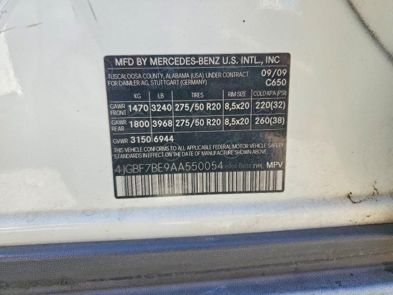 2010 Mercedes-benz Gl მანქანა იყიდება აუქციონზე, vin: 4JGBF7BE9AA550054, აუქციონის ნომერი: 66720876