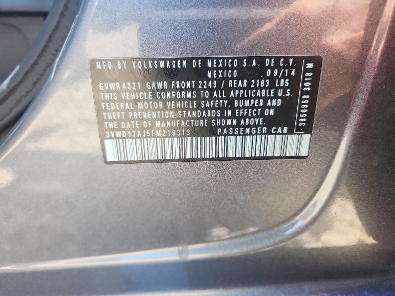 69081776 :رقم المزاد ، 3VWD17AJ5FM219313 vin ، 2015 Volkswagen Jetta مزاد بيع