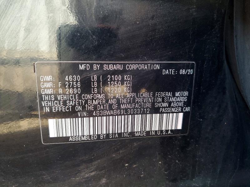 Продаж на аукціоні авто 2020 Subaru Legacy, vin: 4S3BWAB69L3033712, номер лоту: 59409046