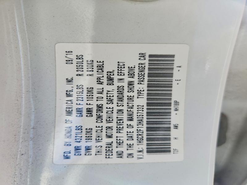 Продажа на аукционе авто 2017 Honda Accord, vin: 1HGCR2F13HA057332, номер лота: 69548026