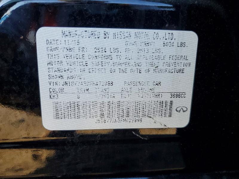 Aukcja sprzedaży 2015 Infiniti Q50, vin: JN1BV7AR0FM422998, numer aukcji: 68255736