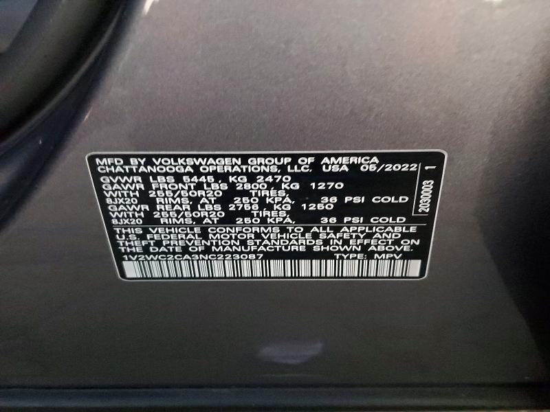 Продаж на аукціоні авто 2022 Volkswagen Atlas Cross Sport, vin: 1V2WC2CA3NC223087, номер лоту: 68214446