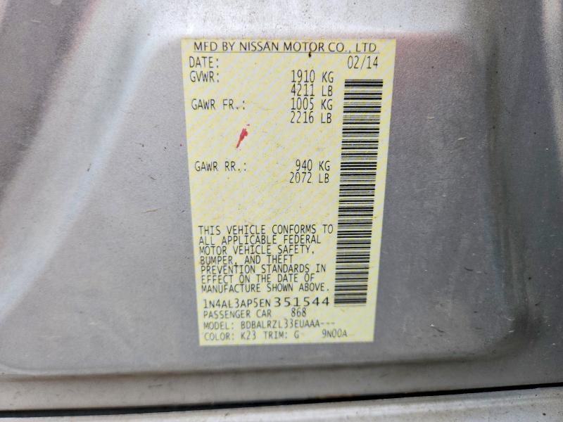 Aukcja sprzedaży 2014 Nissan Altima, vin: 1N4AL3AP5EN351544, numer aukcji: 70657146