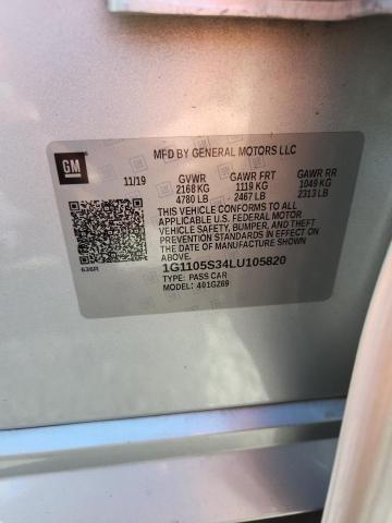 68358286 :رقم المزاد ، 1G1105S34LU105820 vin ، 2020 Chevrolet Impala مزاد بيع