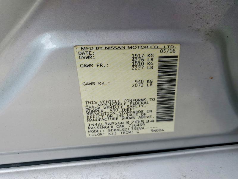 Aukcja sprzedaży 2016 Nissan Altima, vin: 1N4AL3AP5GN370534, numer aukcji: 69793896