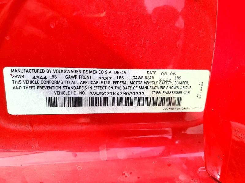 Aukcja sprzedaży 2007 Volkswagen Jetta, vin: 3VWSG71KX7M029233, numer aukcji: 67539076