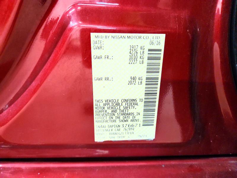 Auction sale of the 2016 Nissan Altima, vin: 1N4AL3AP1GN376671        , lot number: 68969436