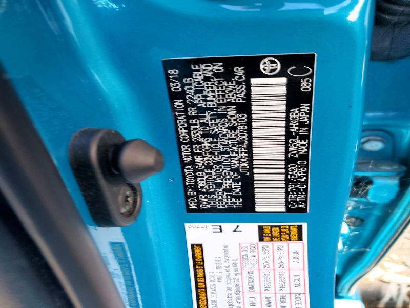 70536416 :رقم المزاد ، JTDKARFP4J3078103 vin ، 2018 Toyota Prius Prime مزاد بيع
