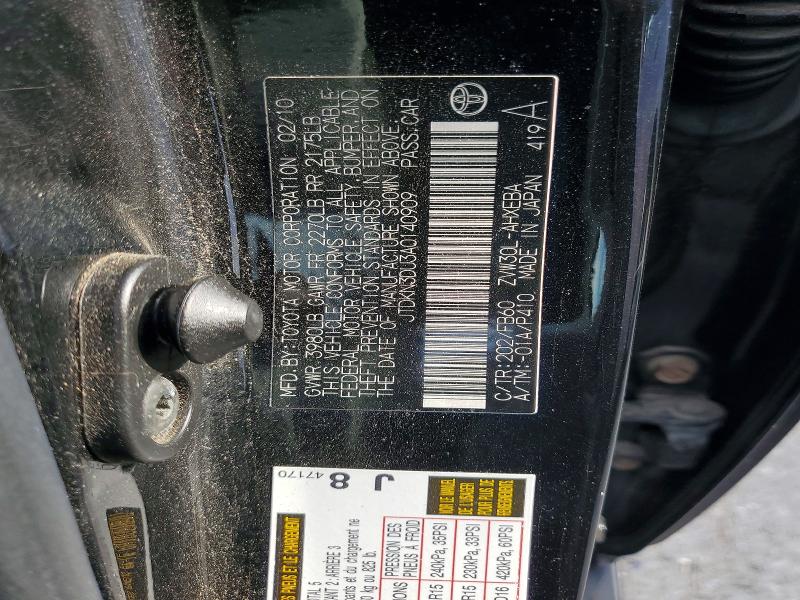 Auction sale of the 2010 Toyota Prius, vin: JTDKN3DU3A0140909, lot number: 68074396