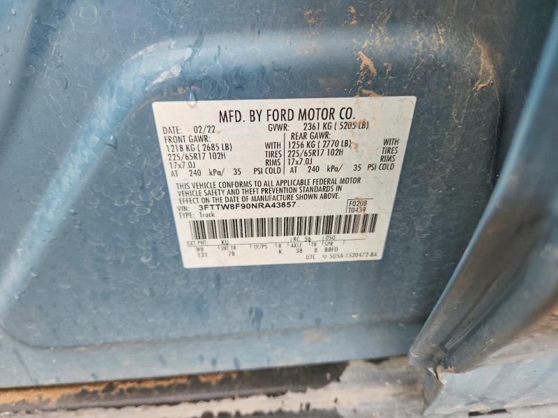 Продаж на аукціоні авто 2022 Ford Maverick, vin: 3FTTW8F90NRA43857, номер лоту: 68858576