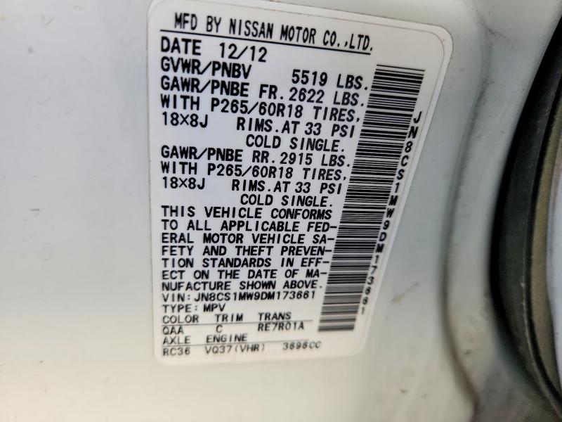 Продажа на аукционе авто 2013 Infiniti Fx37, vin: JN8CS1MW9DM173661, номер лота: 68408706