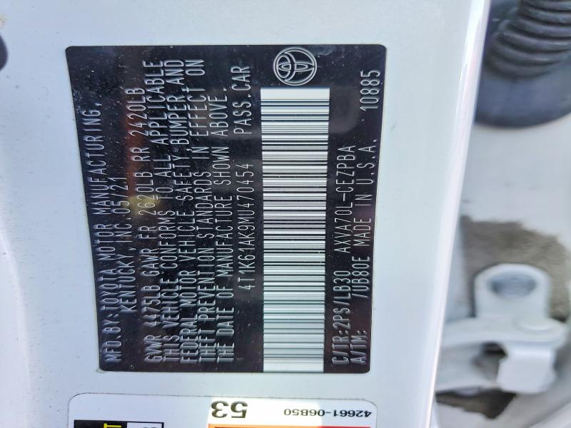 69904046 :رقم المزاد ، 4T1K61AK9MU470454 vin ، 2021 Toyota Camry مزاد بيع