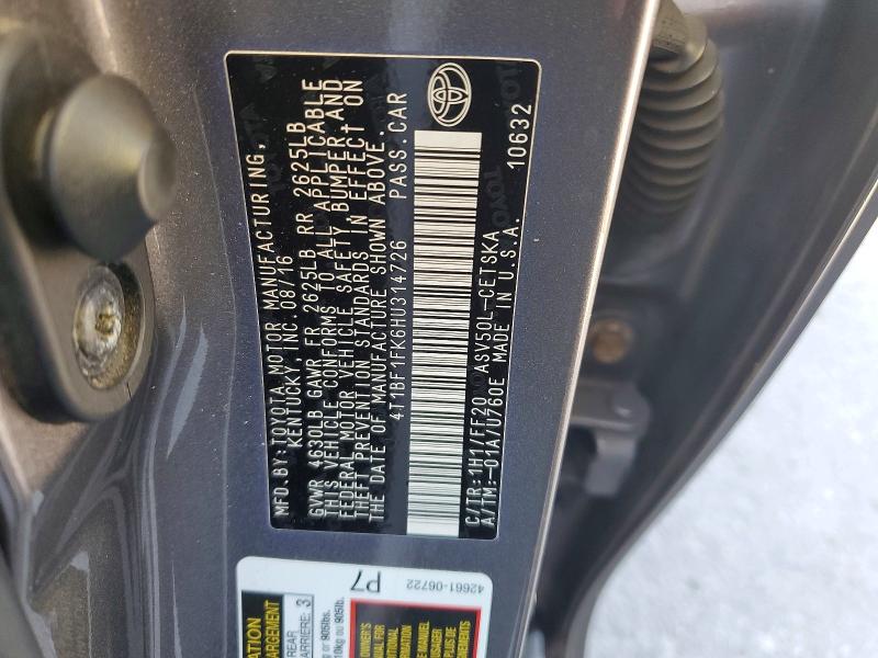Продажа на аукционе авто 2017 Toyota Camry, vin: 4T1BF1FK6HU314726        , номер лота: 68878846