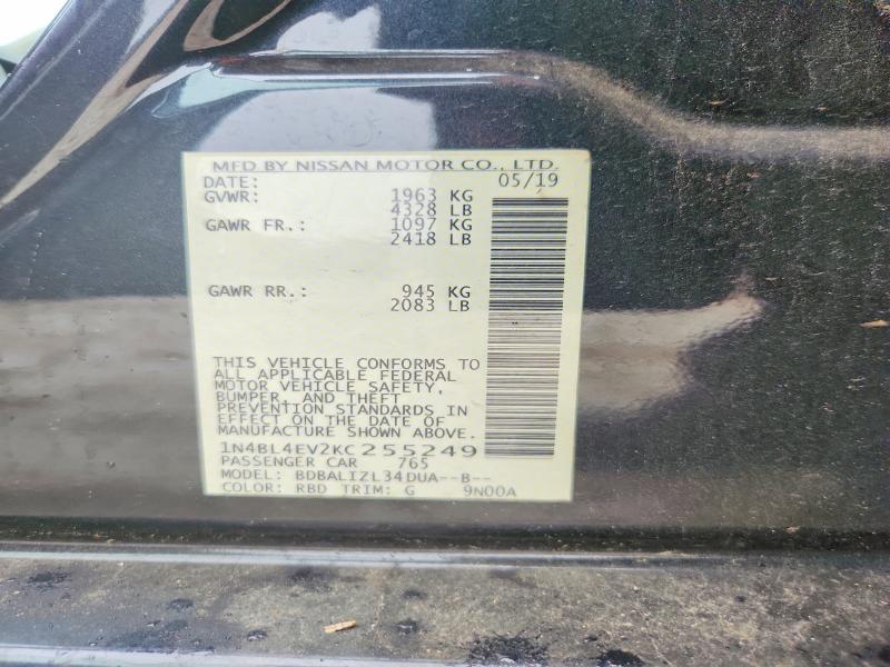 68940066 :رقم المزاد ، 1N4BL4EV2KC255249 vin ، 2019 Nissan Altima مزاد بيع