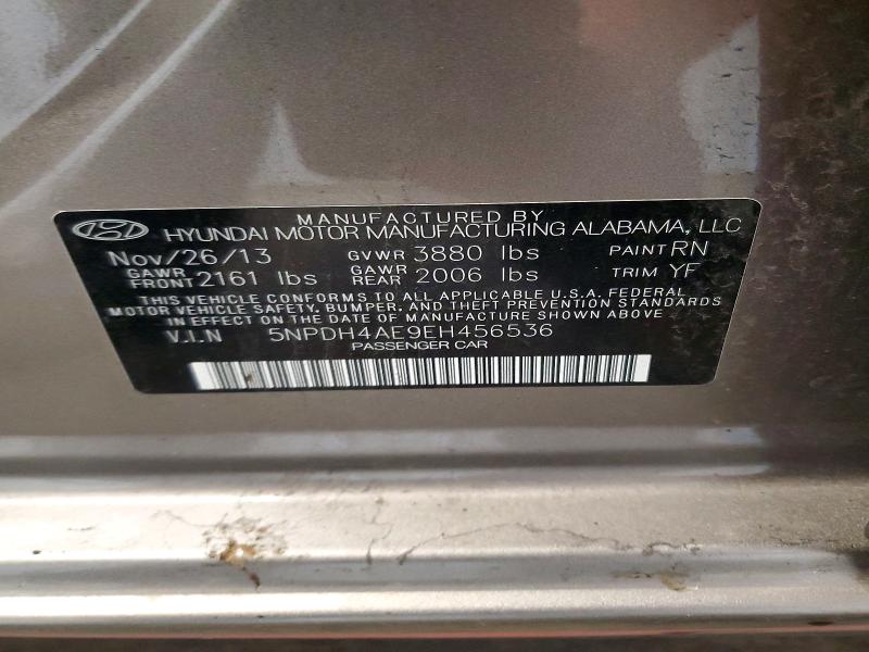 Aukcja sprzedaży 2014 Hyundai Elantra, vin: 5NPDH4AE9EH456536, numer aukcji: 69737876
