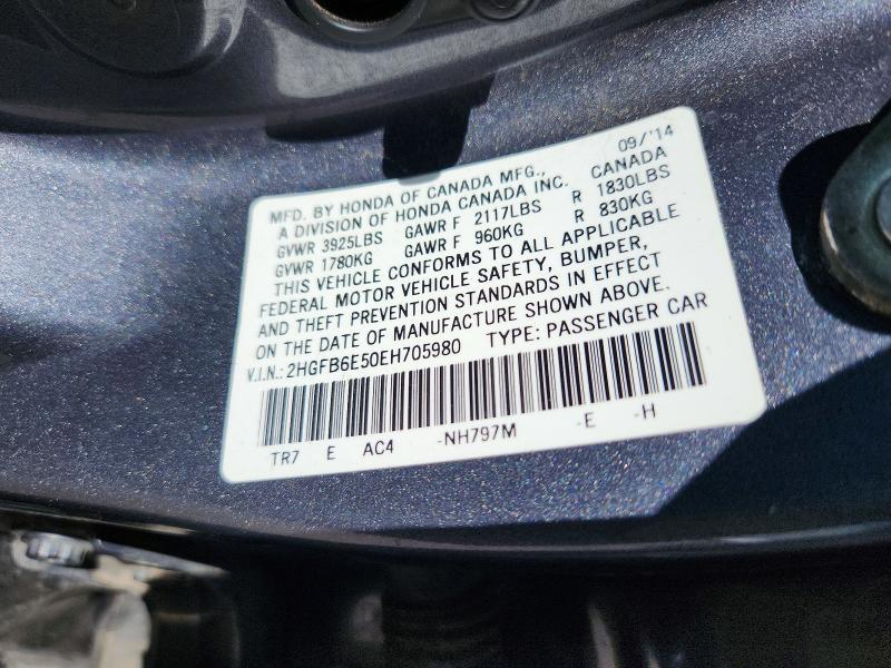 Aukcja sprzedaży 2014 Honda Civic, vin: 2HGFB6E50EH705980, numer aukcji: 70179326