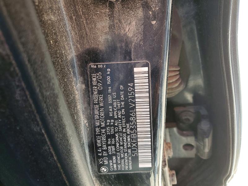 68699716 :رقم المزاد ، 5UXFB53586LV21594 vin ، 2006 Bmw X5 مزاد بيع