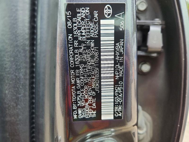 Aukcja sprzedaży 2015 Toyota Prius C, vin: JTDKDTB35F1109871, numer aukcji: 69600146