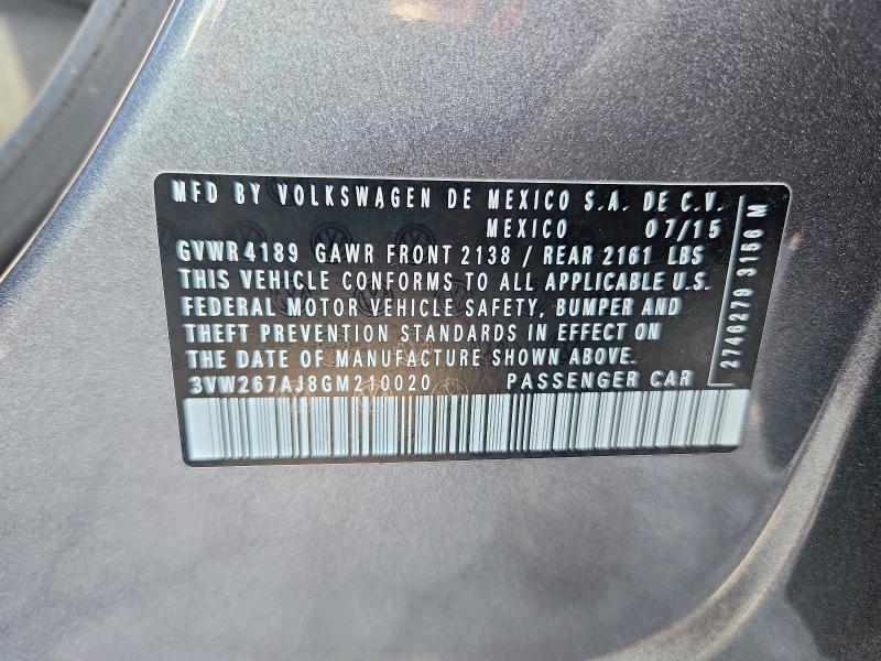 Продаж на аукціоні авто 2016 Volkswagen Jetta, vin: 3VW267AJ8GM210020, номер лоту: 67559746