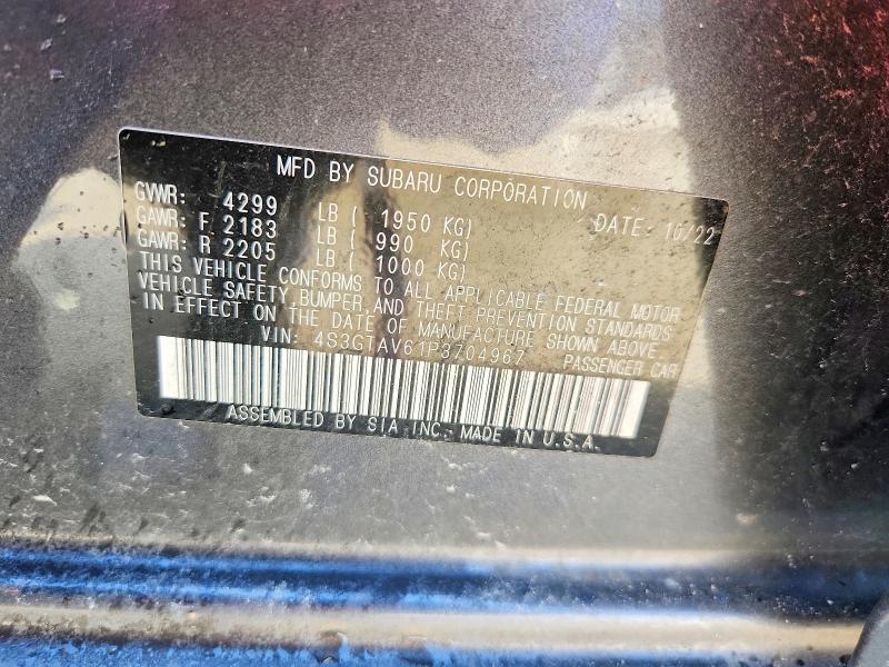 67796876 :رقم المزاد ، 4S3GTAV61P3704967 vin ، 2023 Subaru Impreza مزاد بيع