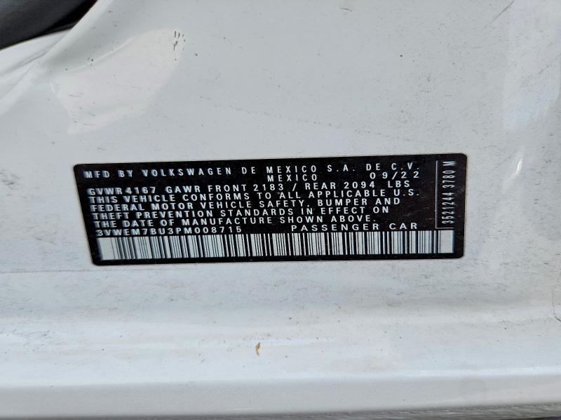 67371686 :رقم المزاد ، 3VWEM7BU3PM008715 vin ، 2023 Volkswagen Jetta مزاد بيع