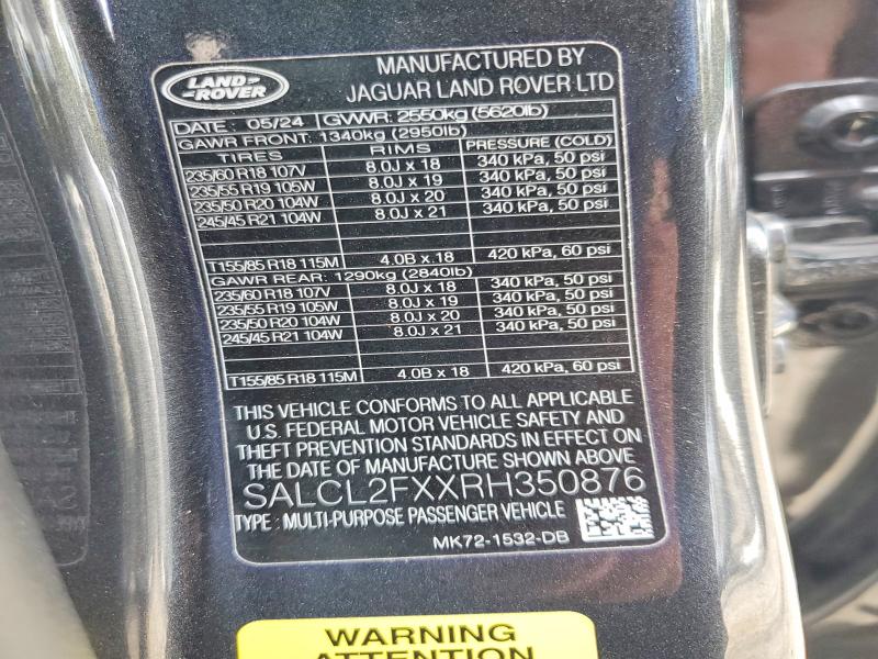 2024 Land Rover Discovery Sport მანქანა იყიდება აუქციონზე, vin: SALCL2FXXRH350876, აუქციონის ნომერი: 69848946