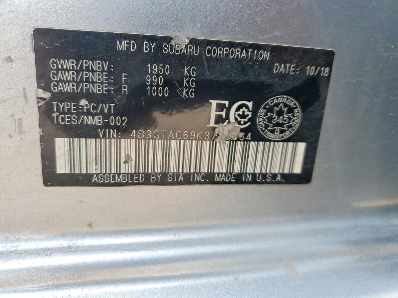 Aukcja sprzedaży 2019 Subaru Impreza, vin: 4S3GTAC69K3713864, numer aukcji: 69935456