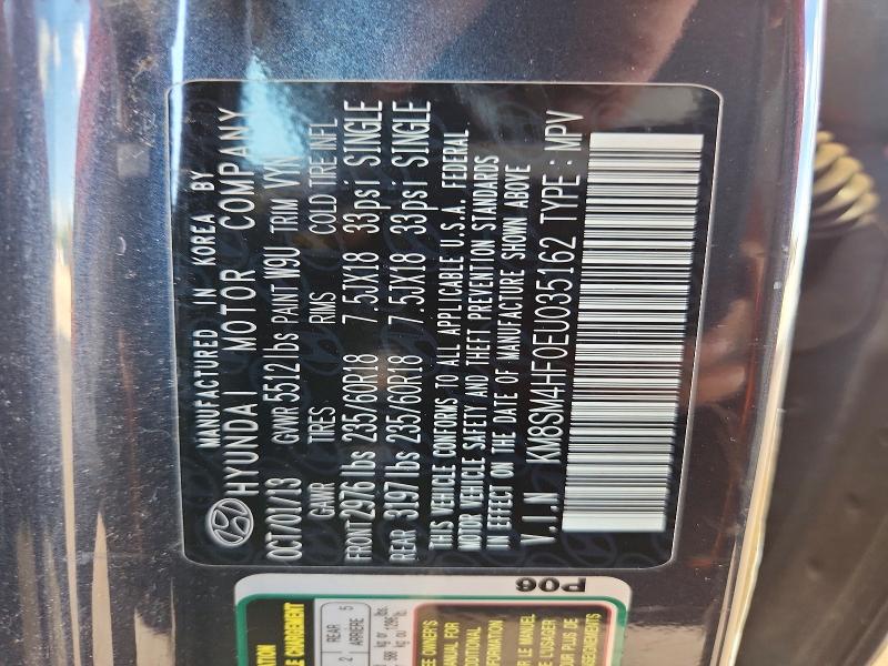 67134686 :رقم المزاد ، KM8SM4HF0EU035162 vin ، 2014 Hyundai Santa Fe مزاد بيع