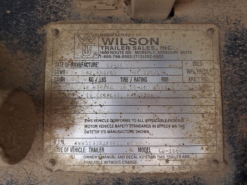 68972966 :رقم المزاد ، 4WW5533A1F6622088 vin ، 2015 Wilson Unknown مزاد بيع