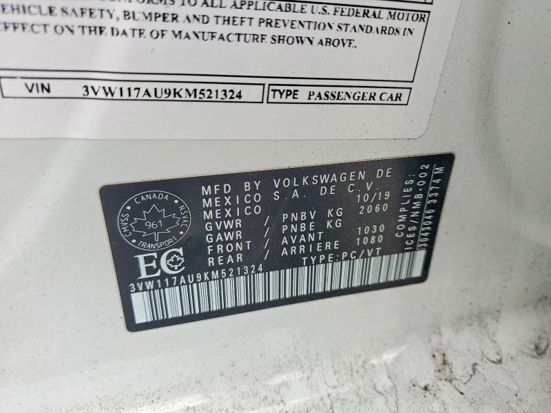 67900086 :رقم المزاد ، 3VW117AU9KM521324 vin ، 2019 Volkswagen Golf Sportwagen مزاد بيع