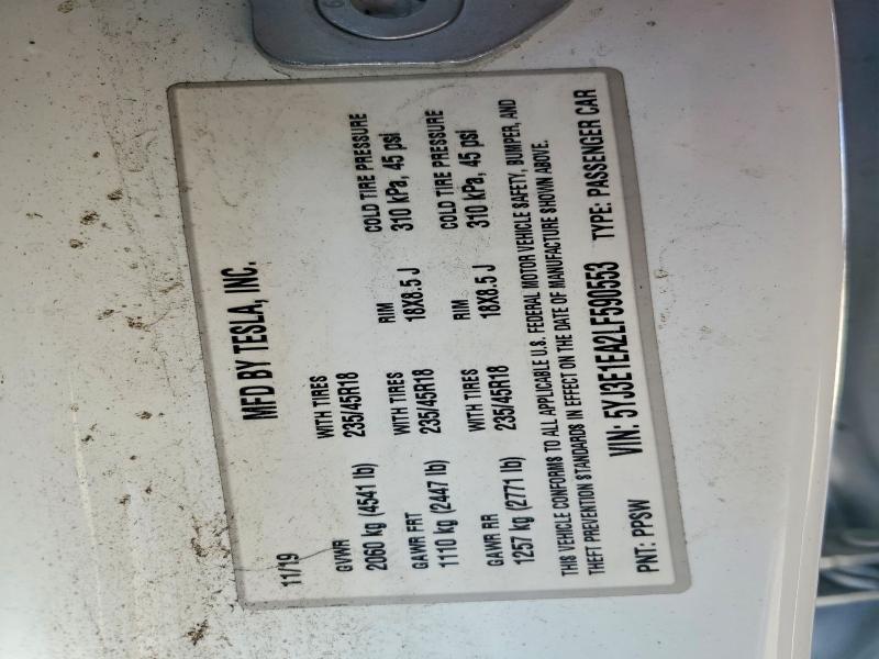 70735446 :رقم المزاد ، 5YJ3E1EA2LF590553 vin ، 2020 Tesla Model 3 مزاد بيع