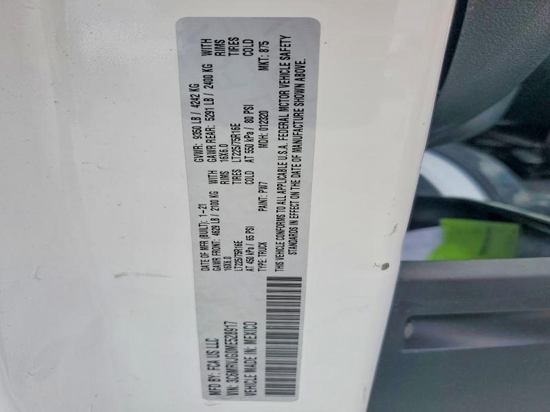 Aukcja sprzedaży 2021 Ram Promaster 3500, vin: 3C6MRVJG0ME528917, numer aukcji: 67062176