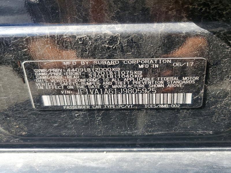 Продаж на аукціоні авто 2018 Subaru Wrx, vin: JF1VA1A61J9805925, номер лоту: 68650976