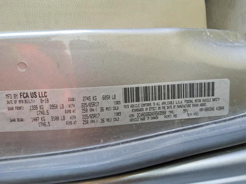 Aukcja sprzedaży 2019 Dodge Grand Caravan, vin: 2C4RDGBG2KR580696, numer aukcji: 70547936