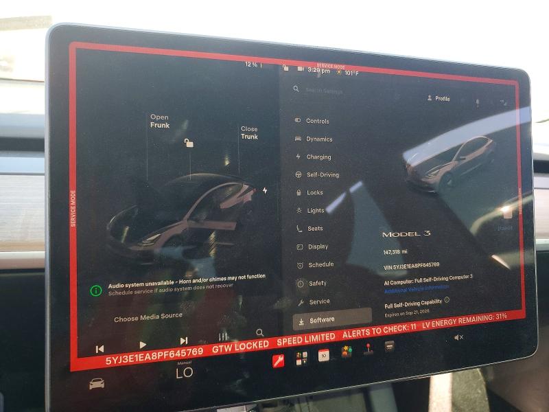 Aukcja sprzedaży 2023 Tesla Model 3, vin: 5YJ3E1EA8PF645769, numer aukcji: 68058926
