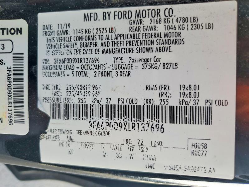Продаж на аукціоні авто 2020 Ford Fusion, vin: 3FA6P0D9XLR137696, номер лоту: 68920016