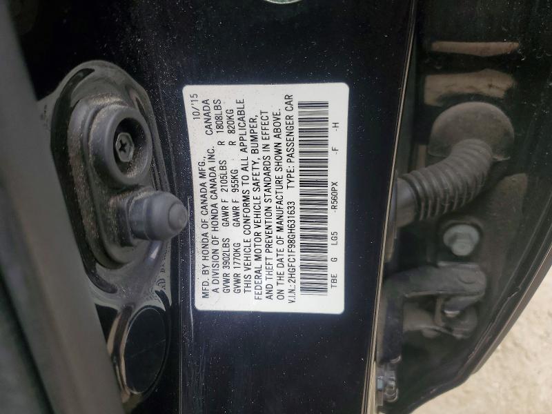 Aukcja sprzedaży 2016 Honda Civic, vin: 2HGFC1F98GH631633, numer aukcji: 69823086